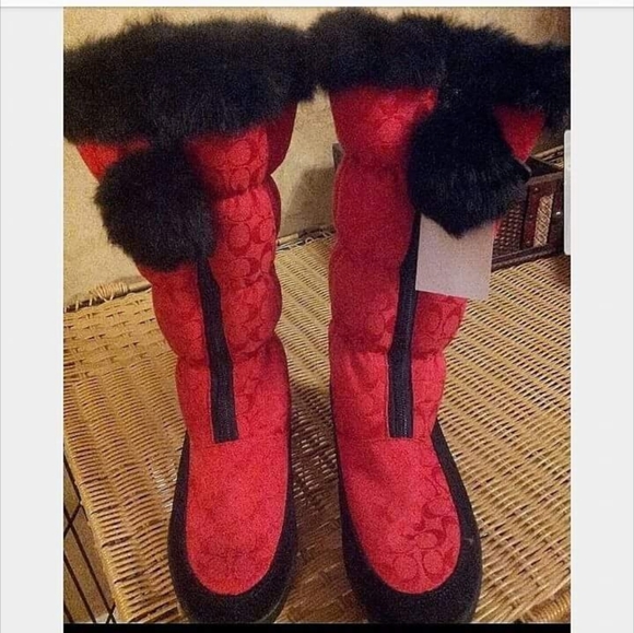 SOLD** NEW SIG C MID HIGH WINTER BOOTS REAL BLACK RABBIT FUR SIZE 6.5 - Picture 10 of 12